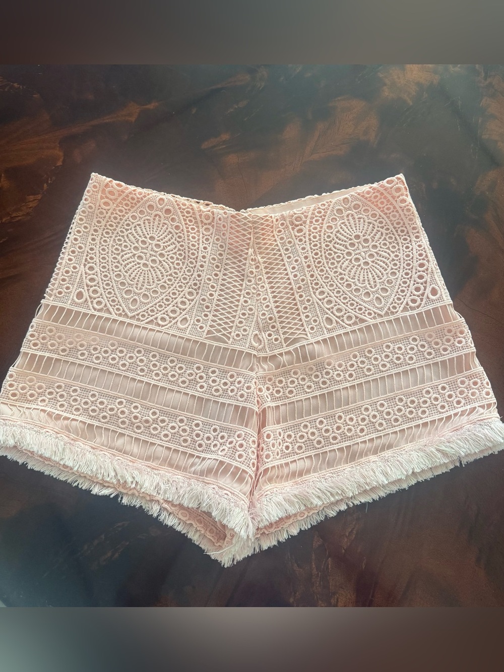 Alexis Lace-Trim Pink Crochet Women’s Shorts